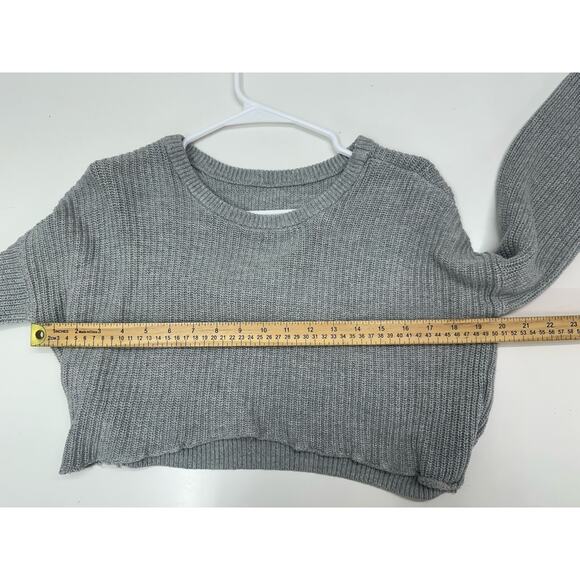 Hollister Womens Sweater Size Unknown Gray Ribbed Long Sleeve Cropped - Picture 7 of 11